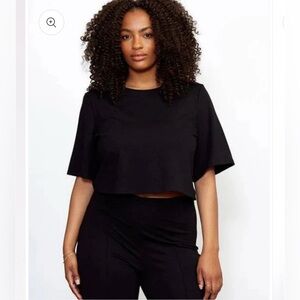 NWT Ripley Rader Women’s Black Ponte Knit short sleeve Top Size 2+ 2X